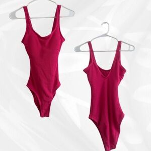 Hot pink one piece bathing suit